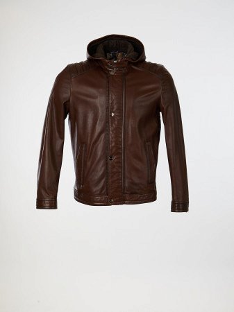 Кожаная куртка со съемным капюшоном