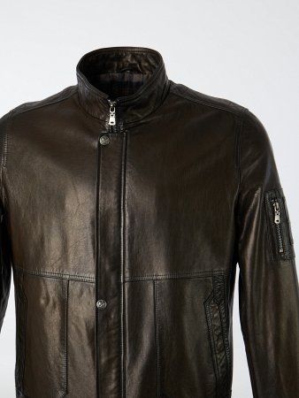 Мужская куртка из натуральной кожи на резинке