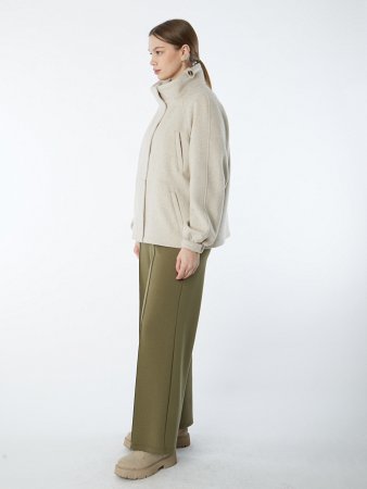 Драповая куртка из кашемира с воротником стойкой