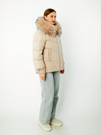 Пуховик женский укороченный с мехом
