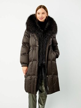 Удлиненный пуховик с капюшоном