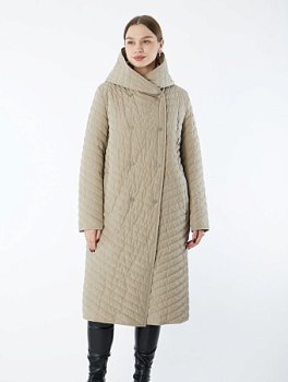 Стеганный плащ с объемным каюшоном "кобра"