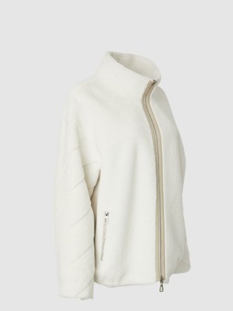 Укороченная экодубленка с воротником-стойка