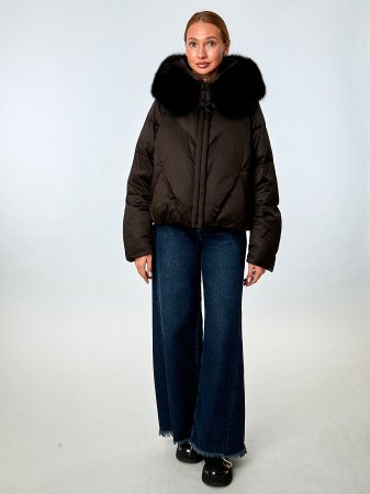 Укороченный пуховик с капюшоном