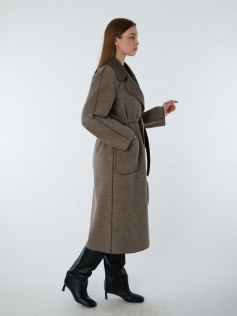 Демисезонное пальто без подклада с поясом