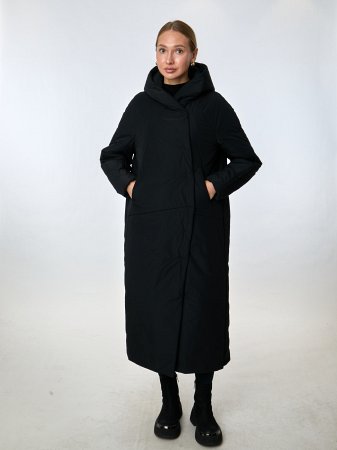 Длинный пуховик с капюшоном
