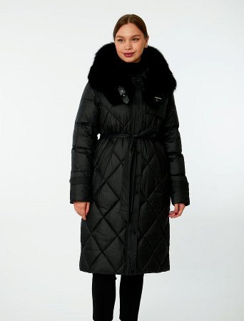 Пуховик удлинённый с капюшоном