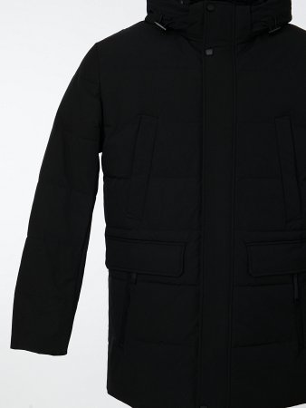 Пуховик удлинённый с капюшоном