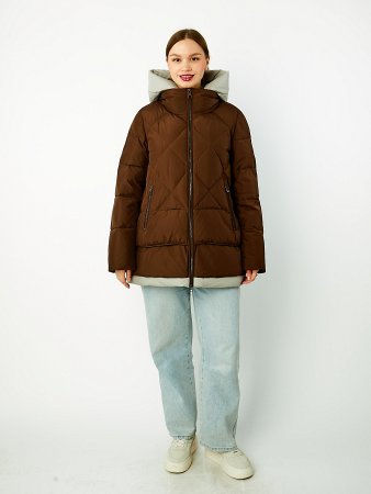 Пуховик женский стёганый с капюшоном