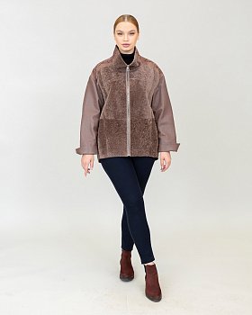 Куртка из натуральной кожи комбинированая мехом овчины