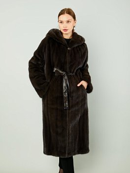 Шуба из норки с капюшоном