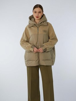 Куртка женская комбинированная с капюшоном