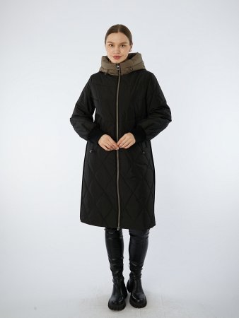 Полупальто женское стёганое с капюшоном