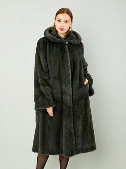 Шуба из норки с капюшоном