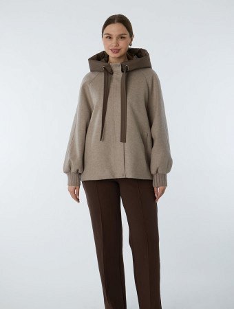 Драповая куртка с капюшоном