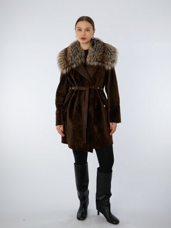Двусторонняя дубленка со съемным мехом лисы