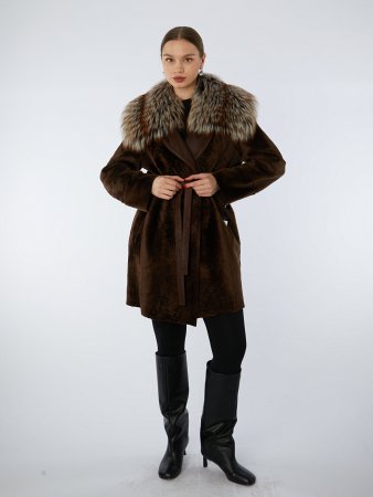 Двусторонняя дубленка со съемным мехом лисы