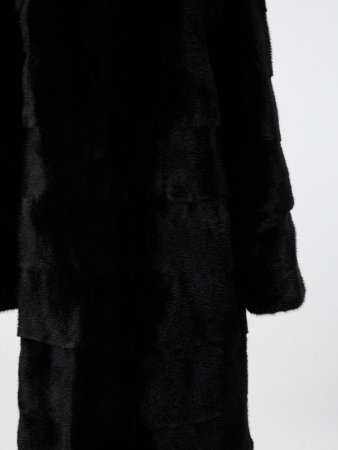 Шуба из меха норки с воротником стойкой