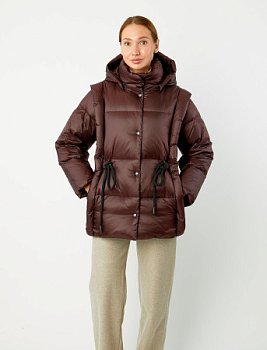 Пуховик с капюшоном и съемными рукава