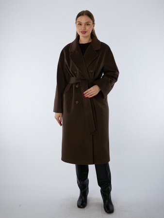 Пальто полушерстяное удлинённое с английским воротником и поясом