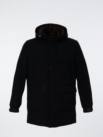 Удлиненный пуховик с капюшоном