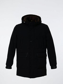 Удлиненный пуховик с капюшоном