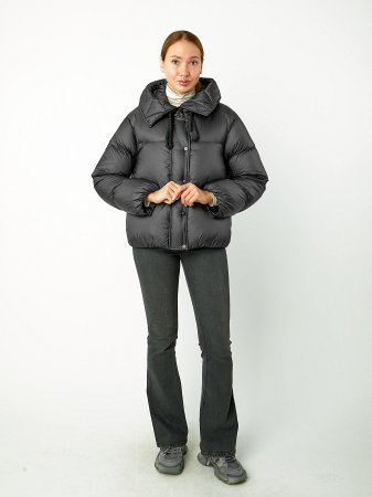 Укороченный пуховик с капюшоном