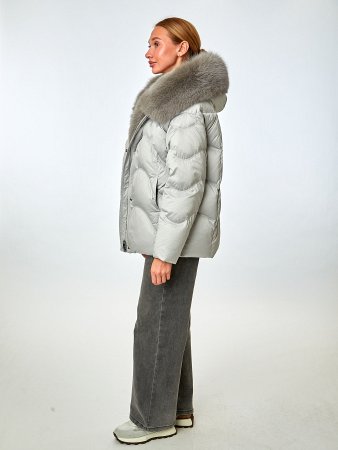 Укороченный пуховик с капюшоном