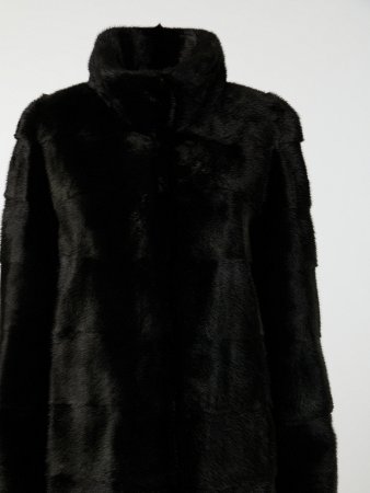 Шуба из меха норки с воротом стойка