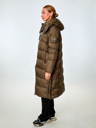 Удлиненный пуховик с капюшоном
