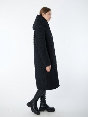 Стеганный плащ с объемным каюшоном "кобра"