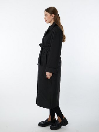 Утепленный плащ с ангийским воротником и поясом