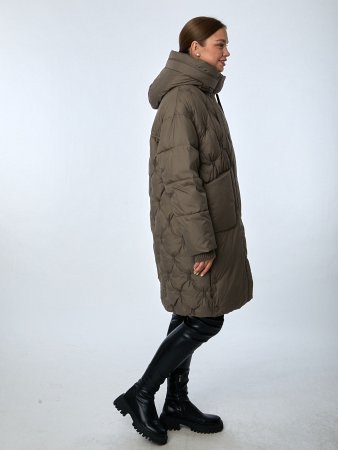 Пуховик женский стёганый с капюшоном