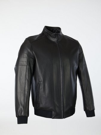 Утепленный бомбер из натуральной кожи