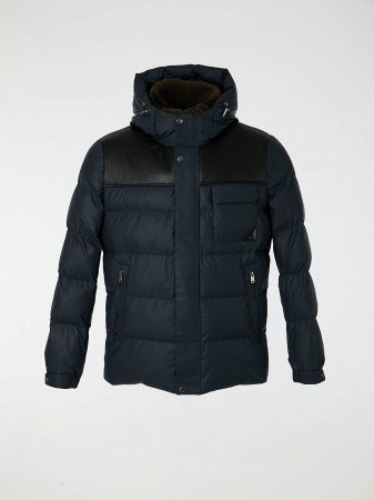 Укороченный пуховик с капюшоном