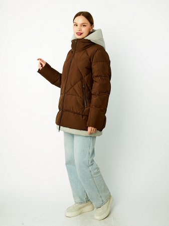 Пуховик женский стёганый с капюшоном