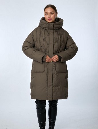 Пуховик женский стёганый с капюшоном