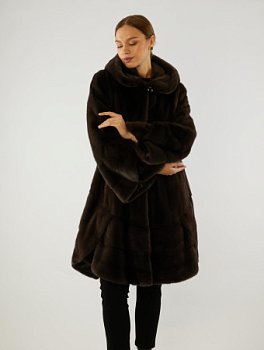 Норковая шуба с капюшоном