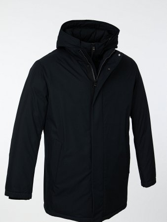 Пуховик удлинённый с капюшоном