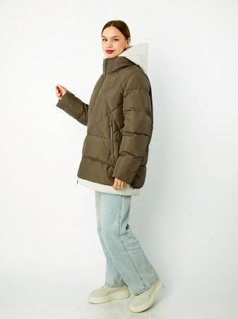 Пуховик женский стёганый с капюшоном