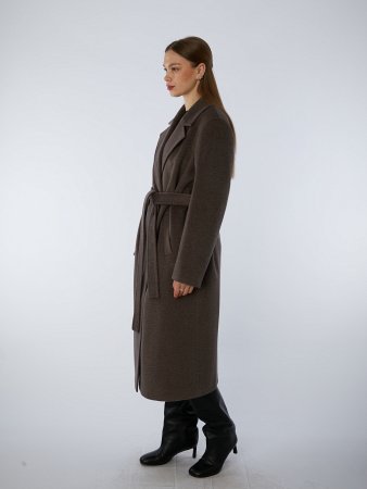 Пальто полушерстяное удлинённое с английским воротником и поясом