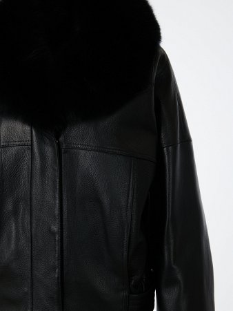 Укороченная куртка из нат.кожи со съемным мехом песца