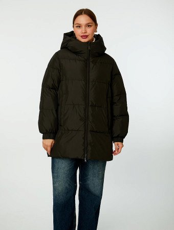 Пуховик женский стёганый с капюшоном