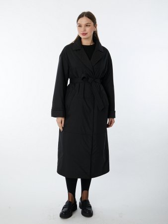 Утепленный плащ с ангийским воротником и поясом