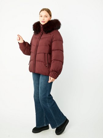 Пуховик женский укороченный с мехом