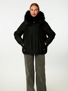 Пуховик женский укороченный с капюшоном