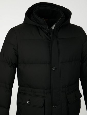 Удлиненный пуховик со съемным капюшоном