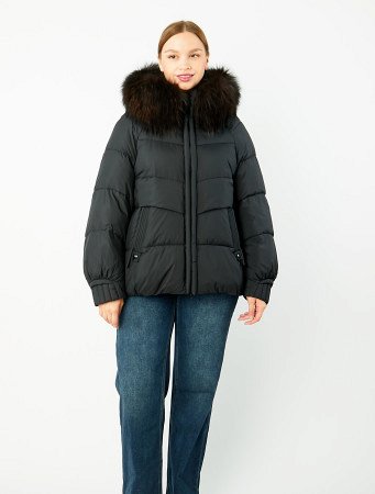 Пуховик женский укороченный с мехом