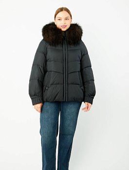 Пуховик женский укороченный с мехом