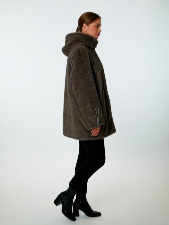 Куртка женская из искусственного меха с капюшоном